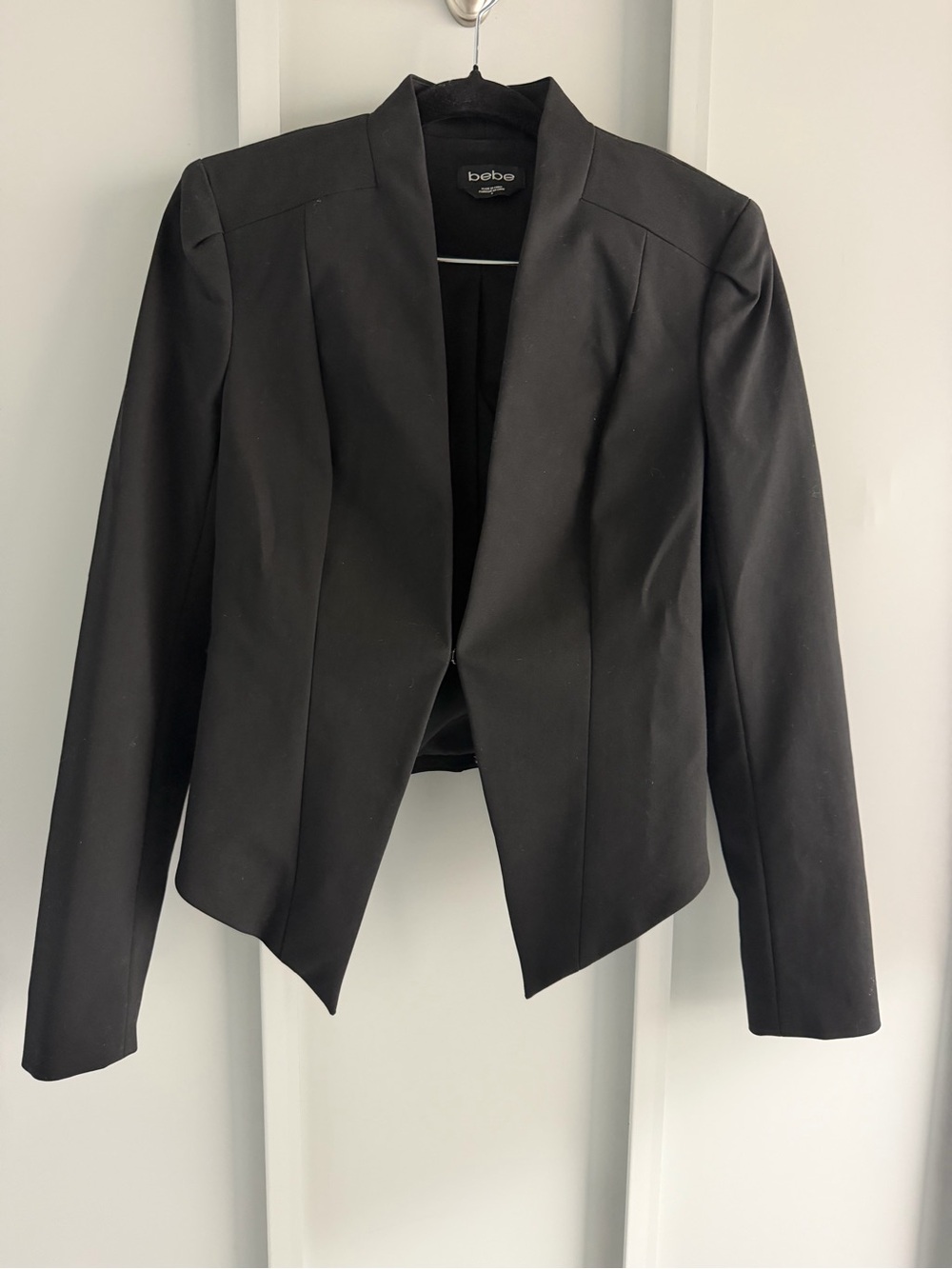 Bebe Black Structured Blazer Padded Shoulders Size 4
